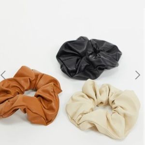 Black Faux leather scrunchie